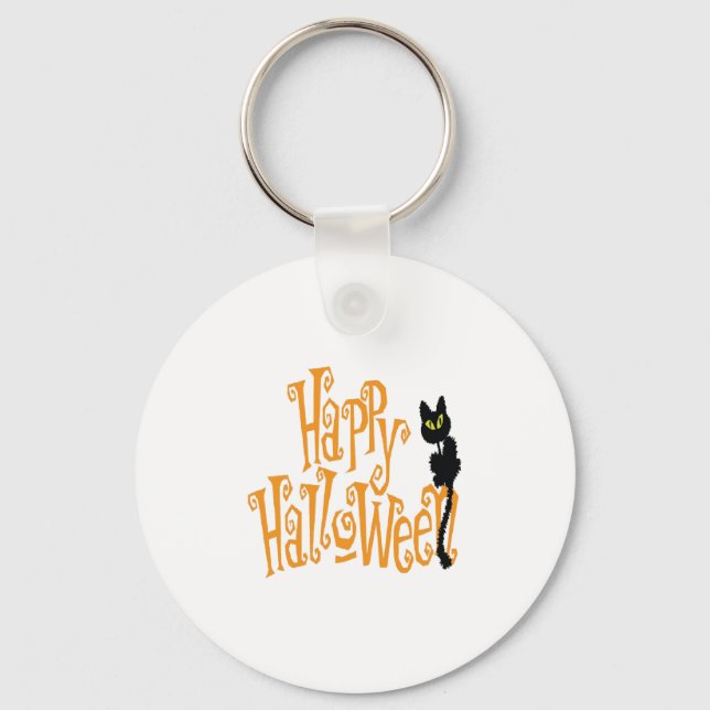 HAPPY HALLOWEEN CAT KEY RING (Front)