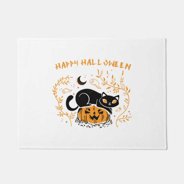happy halloween cat love doormat (Front)