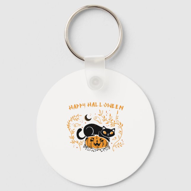 happy halloween cat love key ring (Front)