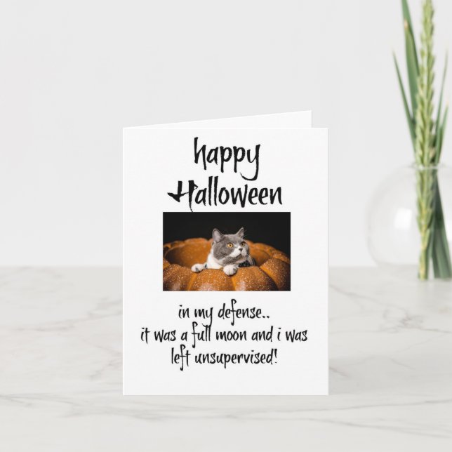 Happy Halloween, Cat Lover Card with Saying (Front)