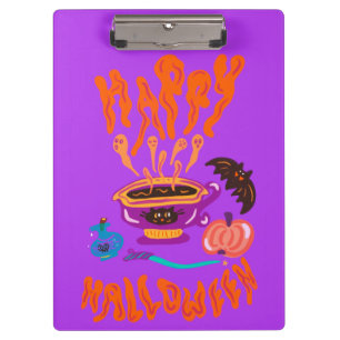 Happy Halloween cat lover witch’s cup of coffee Clipboard