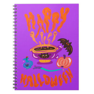 Happy Halloween cat lover witch’s cup of coffee Notebook