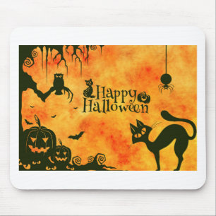 happy halloween cat mouse mat