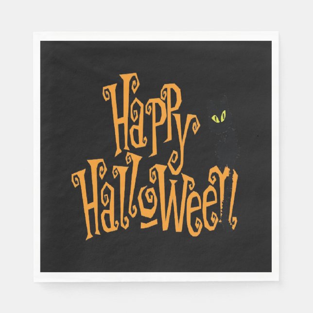 HAPPY HALLOWEEN CAT NAPKIN (Front)