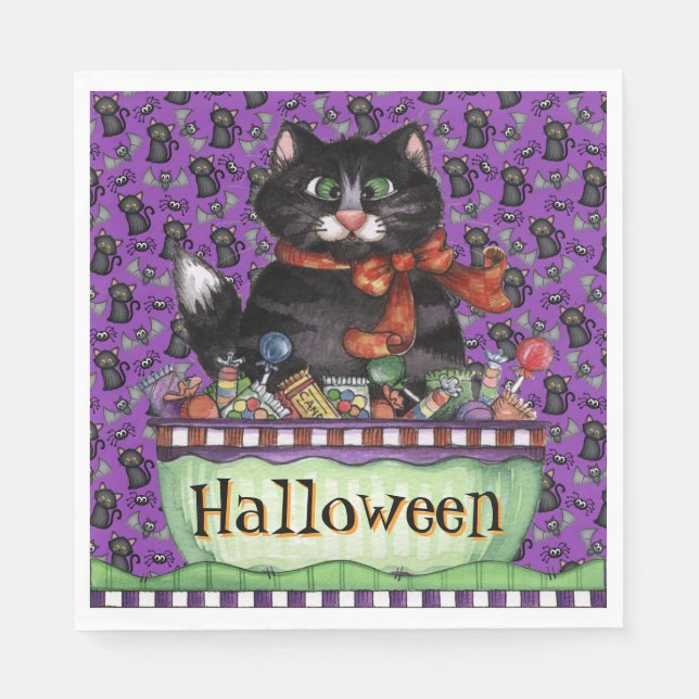 Happy Halloween Cat Napkins (Front)