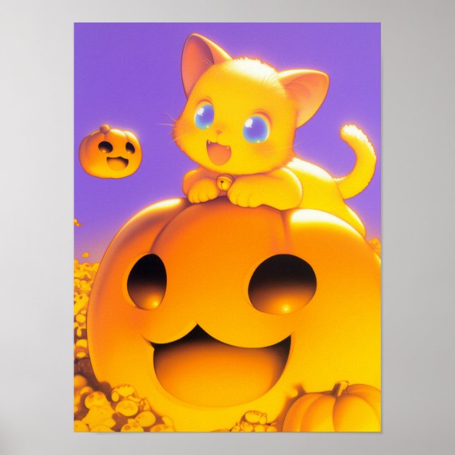 Happy Halloween Cat Poster (Front)