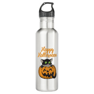 Happy Halloween Cat Pumpkin 710 Ml Water Bottle