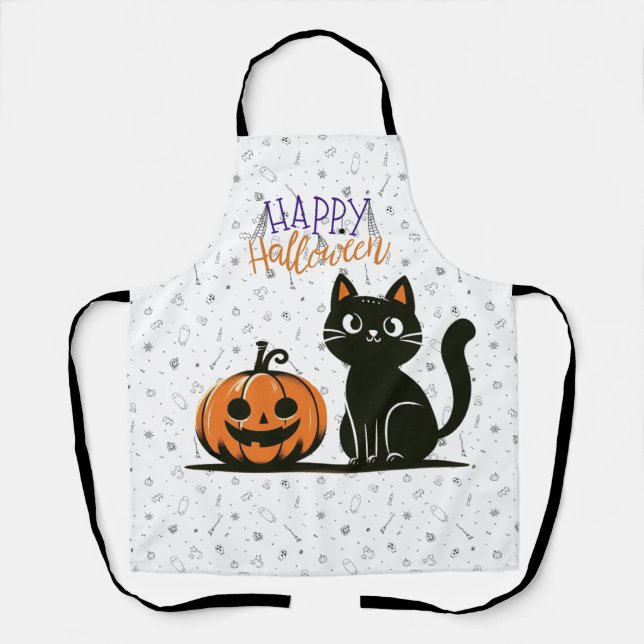 Happy Halloween cat & pumpkin Apron (Front)