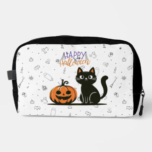Happy Halloween cat & pumpkin Dopp Kit