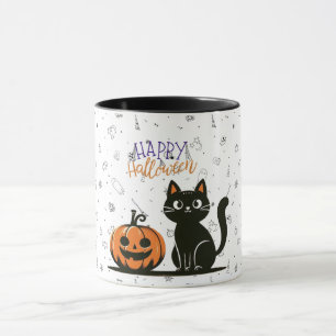 Happy Halloween cat & pumpkin Mug