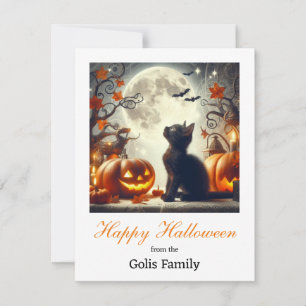 Happy Halloween  Cat Pumpkin  Note Car Card
