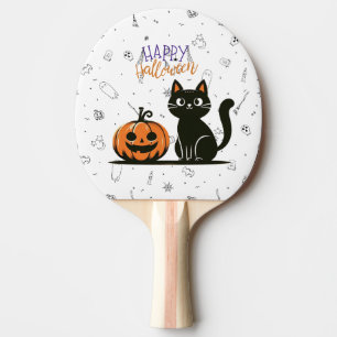 Happy Halloween cat & pumpkin Ping Pong Paddle