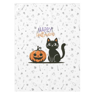 Happy Halloween cat & pumpkin Tablecloth