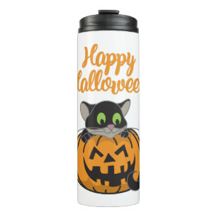 Happy Halloween Cat Pumpkin Thermal Tumbler