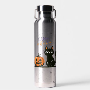 Happy Halloween cat & pumpkin Water Bottle