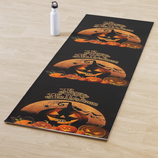 Happy Halloween Cat Pumpkin Yoga Mat (In Situ)