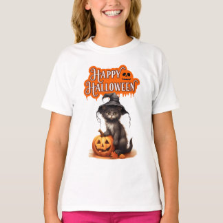 Happy Halloween Cat T-Shirt – Cute Black Cat Desig