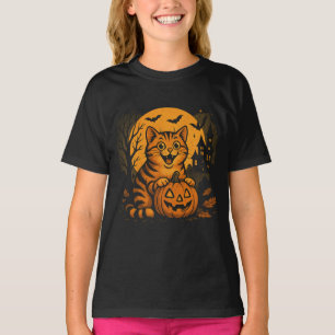 Happy Halloween Cat T-Shirt – Cute Pumpkin and Hau