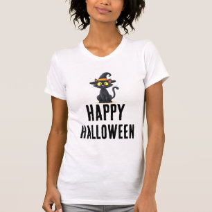 Happy Halloween Cat T-Shirt Cute Spooky Feline T