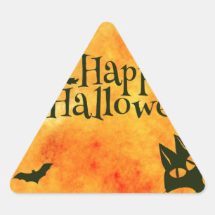happy halloween cat triangle sticker