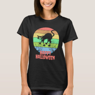 Happy Halloween Cat Vintage Women Men Kids Scary T-Shirt