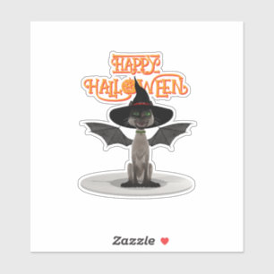Happy Halloween. Cat with wings and witch's hat
