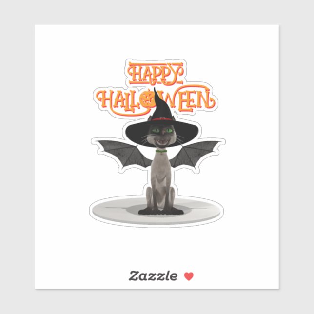 Happy Halloween. Cat with wings and witch's hat (Sheet)