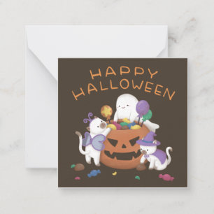 Happy Halloween: Cats & Ghost Card