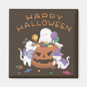 Happy Halloween: Cats & Ghost Magnet