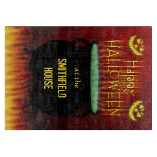Happy Halloween Cauldron Fire Personalised Cutting Board