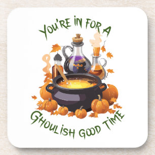 Happy Halloween Cauldron Full Of Witch's Brew Coaster