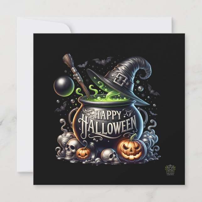 Happy Halloween Cauldron Invitation (Front)