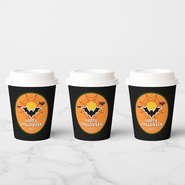 Happy Halloween cercle stickers & labels  Paper Cups (Multi)