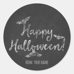 Happy Halloween Chalkboard Chalk Holiday Classic Round Sticker