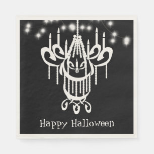 Happy Halloween Chandelier Black and White Napkin