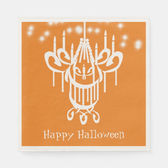 Happy Halloween Chandelier Orange Napkin (Front)