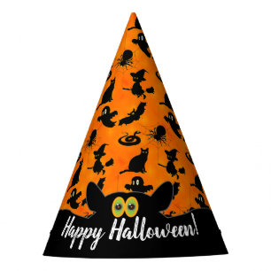 Happy Halloween Characters Silhouette Party Hat