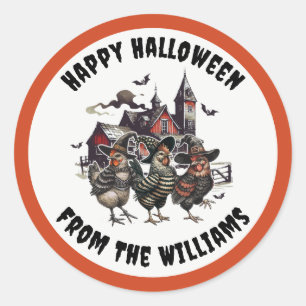 Happy Halloween Chicken Party Classic Round Sticker