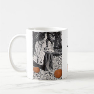 Happy Halloween Child in Costume Photo Cat Pumpkin Coffee Mug