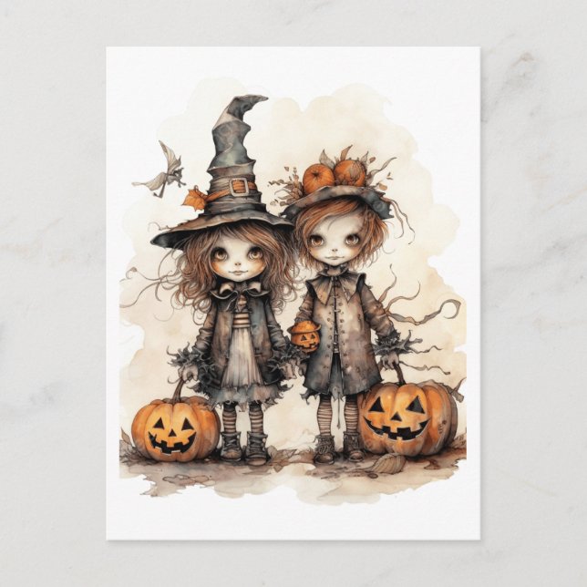 happy halloween children postcard (Front)