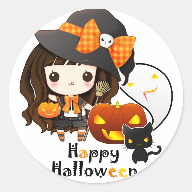 Happy Halloween Classic Round Sticker (Front)