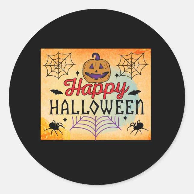 happy halloween classic round sticker (Front)