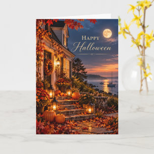 Happy Halloween Coastal New England Greeting Card
