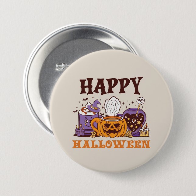 Happy Halloween Coffee Brew 7.5 Cm Round Badge (Front & Back)
