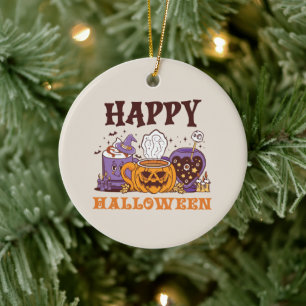 Happy Halloween Coffee Brew Ceramic Tree Decoration