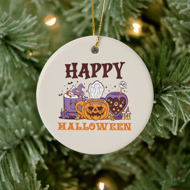 Happy Halloween Coffee Brew Ceramic Tree Decoration (Tree)