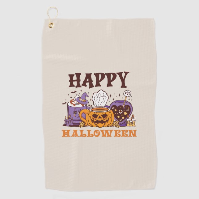 Happy Halloween Coffee Brew Golf Towel (Front)