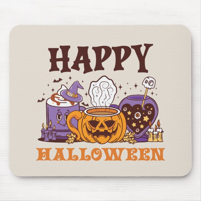 Happy Halloween Coffee Brew Mouse Mat (Front)