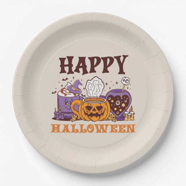 Happy Halloween Coffee Brew Paper Plate (Front)