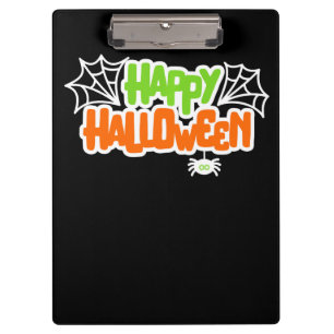 Happy Halloween Colourful Cute Spider Web Clipboard